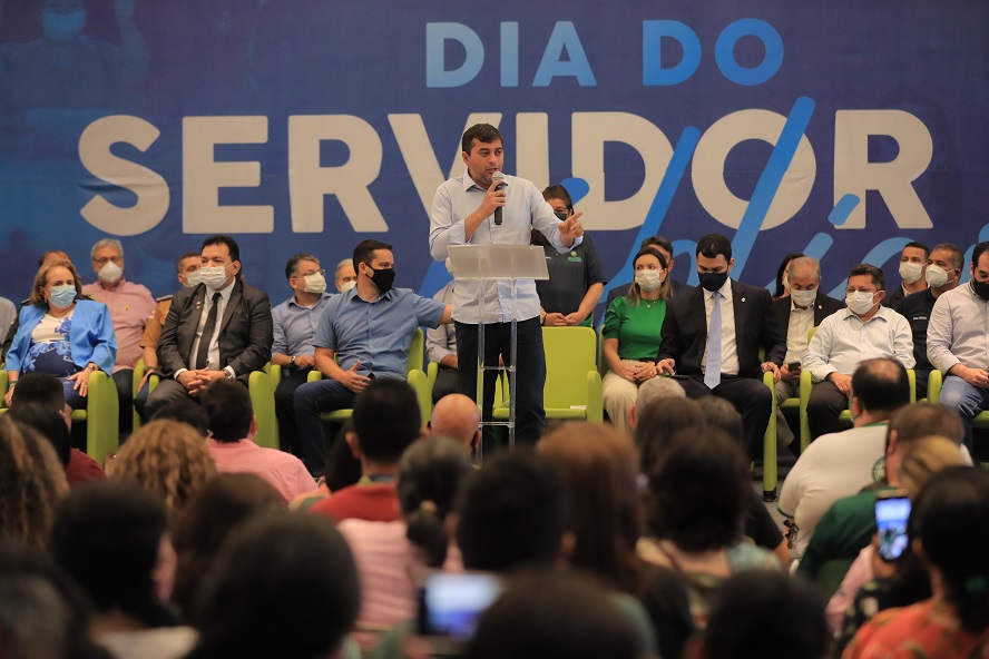 Governador Wilson Lima no Dia do Servidor quando anunciou antecipacao do decimo Foto Diego Peres Secom