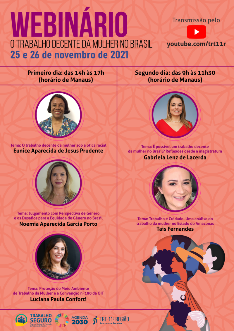 Webinário O trabalho decente da mulher no Brasil. Cartaz