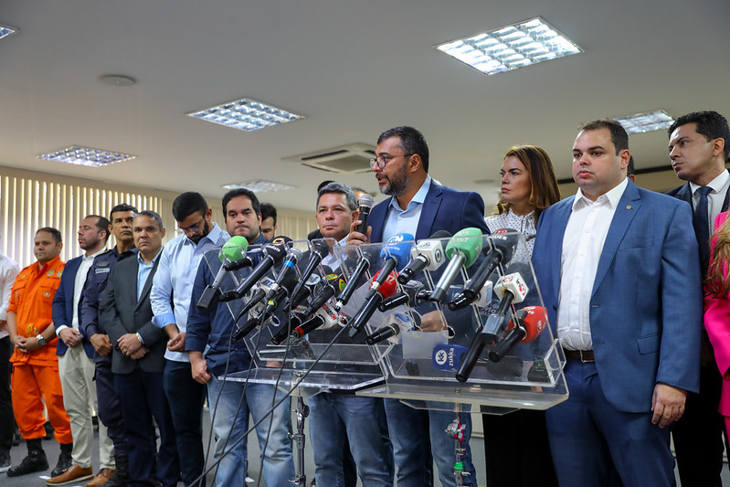 Aprovados em certame de 2022 vao integrar area de Seguranca Publica no Amazonas que estava sem concurso ha 11 anos Coletiva concursados Foto Alex Pazuello Secom