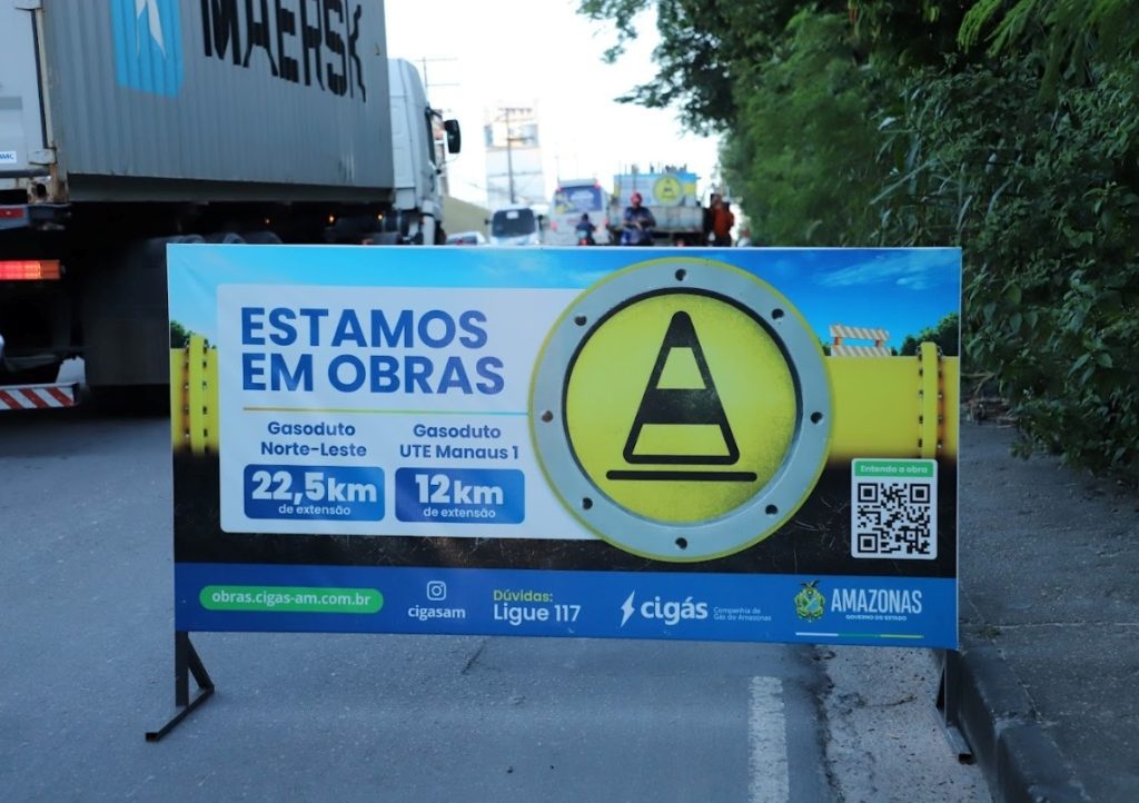 Cigás inicia obras no bairro São José e continua avançando pelo Distrito Industrial Informe Manaus CIGAS Sinalizacao de obras da Cigas Credito da Foto Divulgacao Cigas 1024x722 1