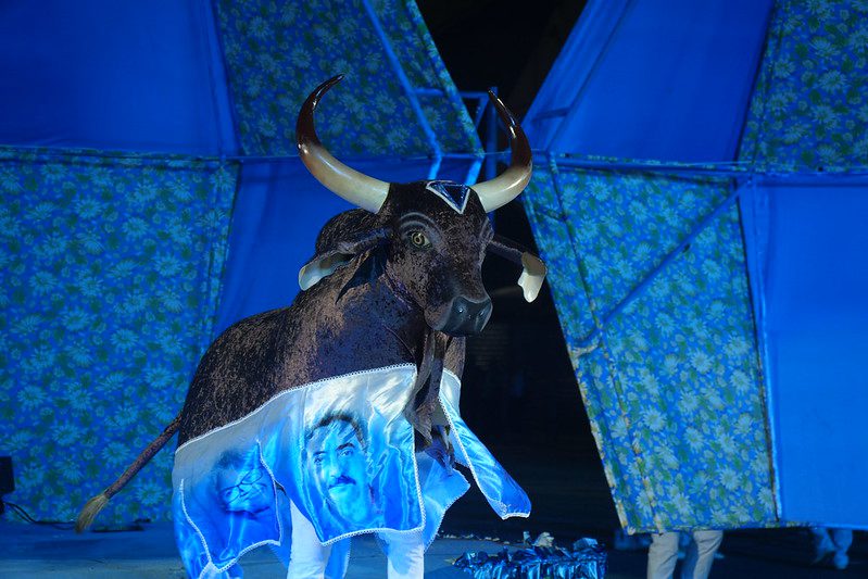Batalha dos bois-bumbás marca a última noite do 67º Festival Folclórico do Amazonas Informe Manaus Cultura FFAM boi bumba Brilhante foto Aguilar Abecassis Secretaria de Estado de Cultura e Economia Criativa 3