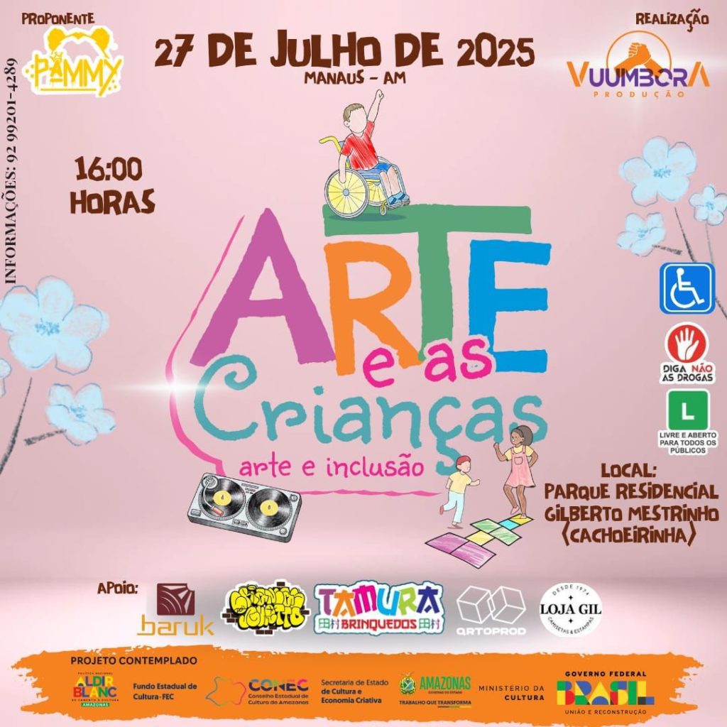 ‘Arte Inclusiva’: Evento cultural promove oficinas e lazer para crianças e PCDs em Manaus Informe Manaus WhatsApp Image 2025 07 21 at 162030 1 1024x1024 1